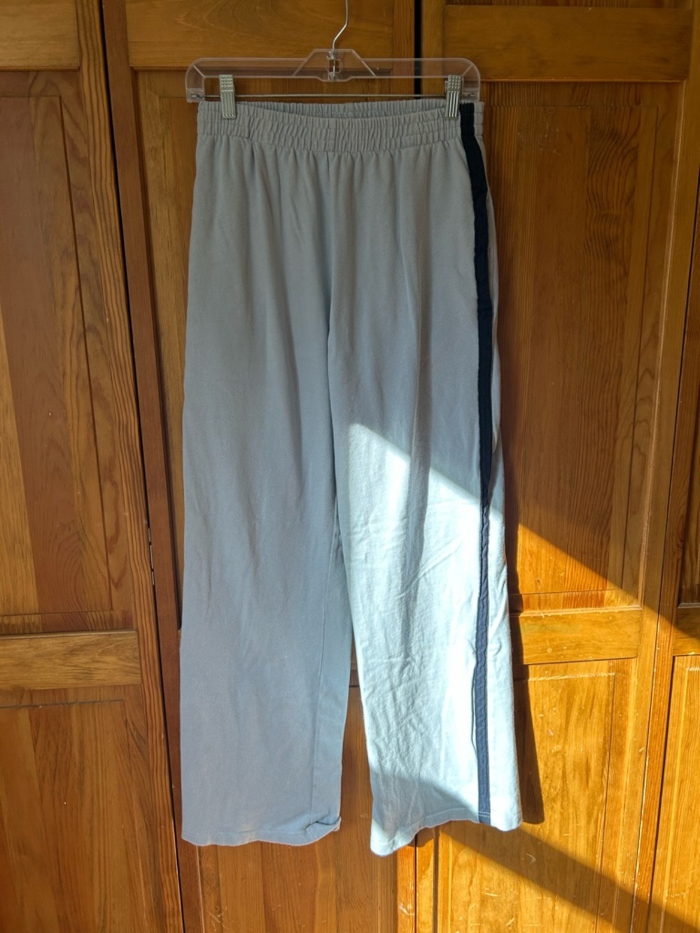 Light Blue Sweatpants with Navy Side Stripe